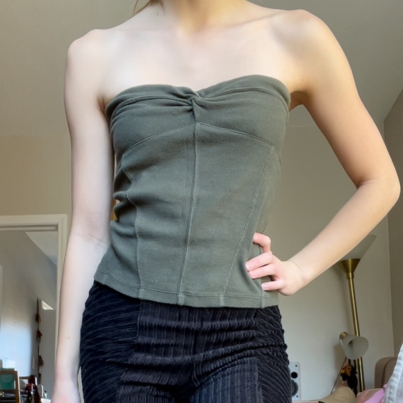 Free People Army Green Tube top - Picture 1 of 2